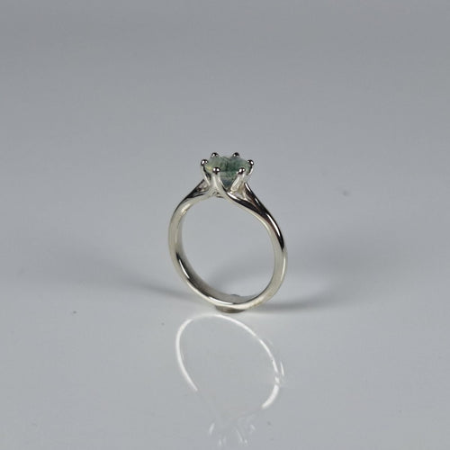 Silver ring with moss agate