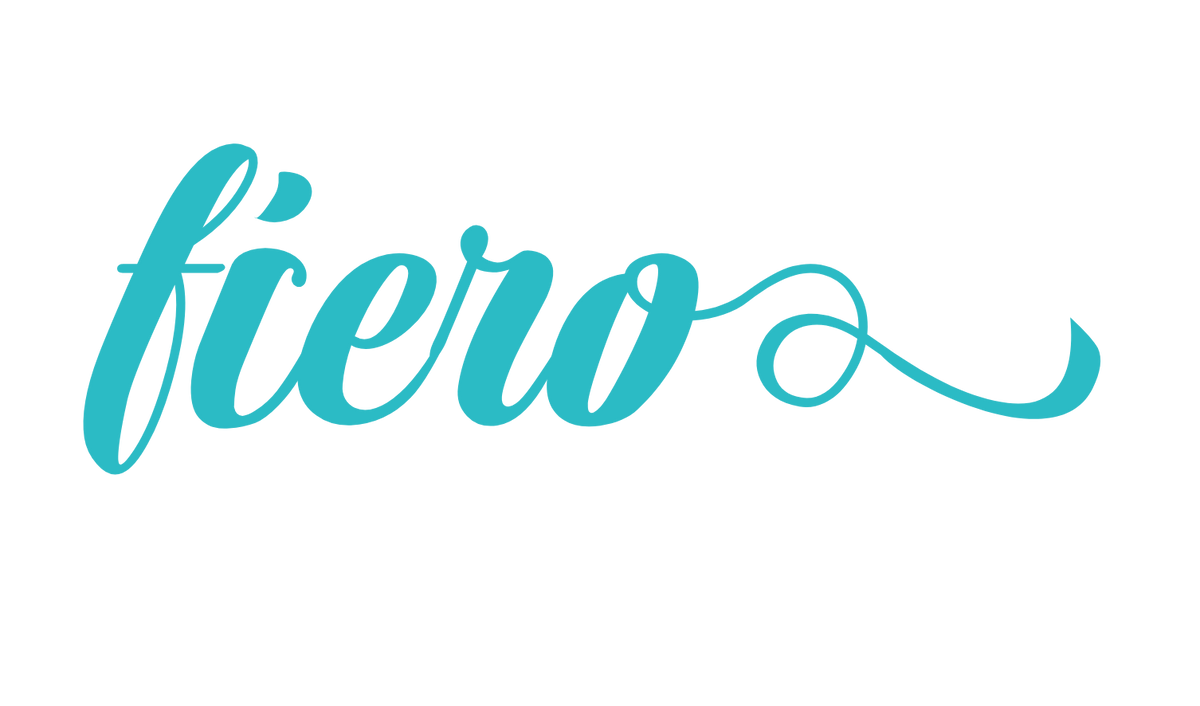 Turquoise 'fiero' logo on a white background